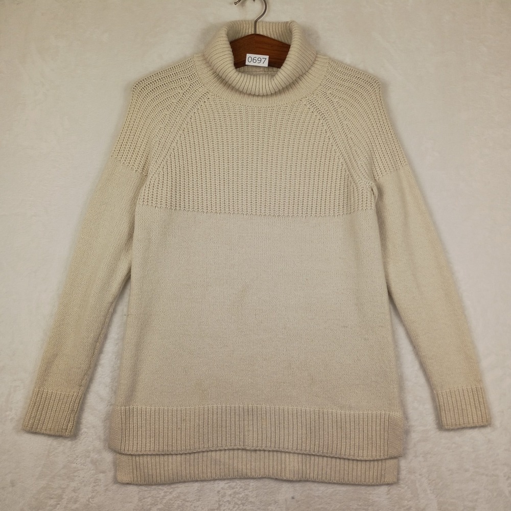 Caslon Turtleneck Sweater Womens Small Cream Textured Knit Cottage Soft - Picture 2 of 6